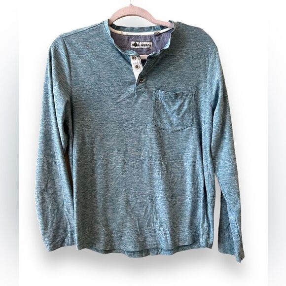Tallwoods Premium Lifestyle Apparel Shirt Henley Sz Small Green Pocket 3 Buttons - Picture 1 of 9